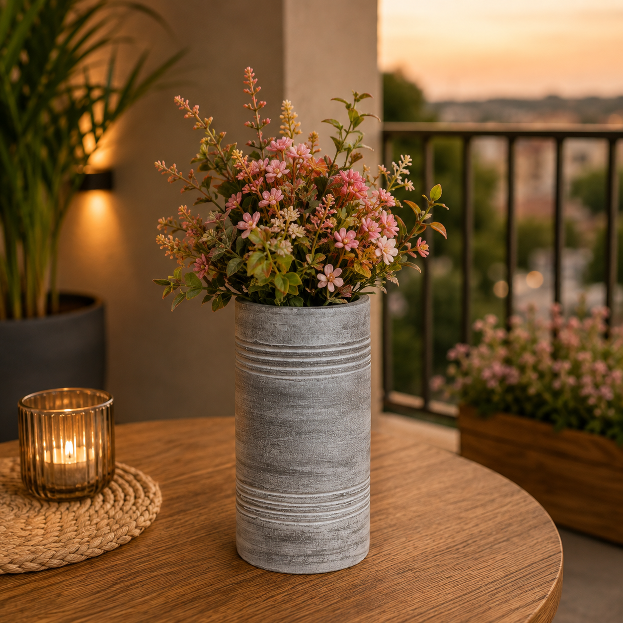 Rustic Textured Grey Ceramic Planter Vase